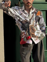 Men's Floral Print Long Sleeve Shirt SKUL47583