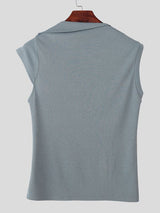 Men's Solid Color Asymmetrical Shoulder Casual Tank SKUL47786