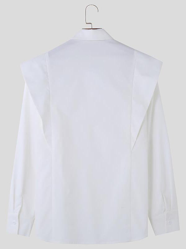 Mens Minimalist Solid Color Long Sleeve Shirt SKUK77273