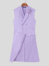 Men's Floral Patchwork Asymmetrical Hem Sleeveless Blazer SKUL23913