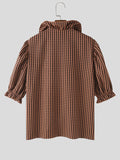 Mens French Romantic Plaid Half Sleeve Shirt SKUK65082
