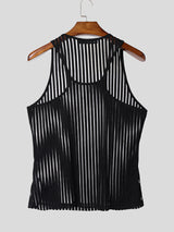 Mens Striped Sheer Casual Tank SKUL15389