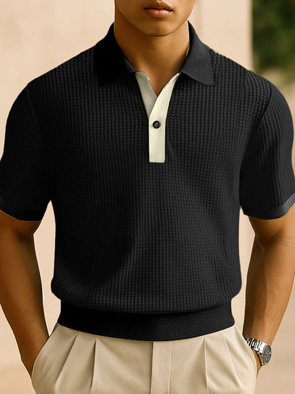 Mens Solid Color Textured Short-Sleeve Shirt SKUL17394