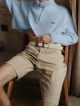 Men's Deconstructed Textured Zip Long Sleeve Sweater SKUL37682