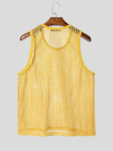 Men's Summer Poolside Beach Crochet Fishnet Knit Tank SKUL69684