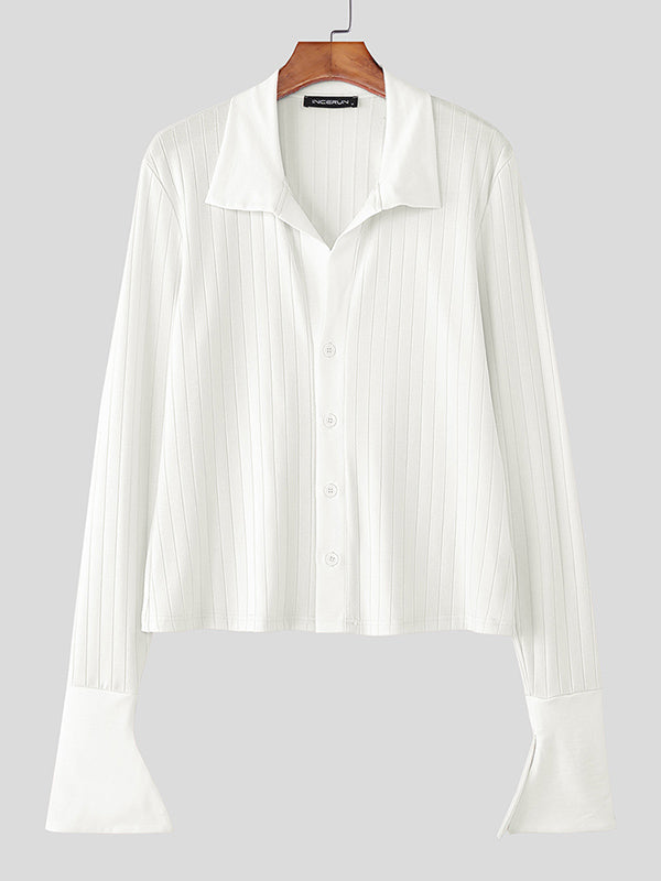 Men's Solid Textured Flared Long Sleeve Cardigan SKUL27437