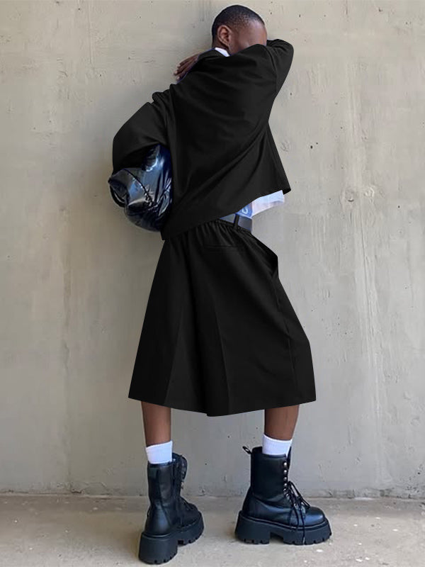 Mens Solid Color Minimalist Loose Two Pieces Outfit SKUK98812