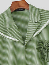 Men's Satin Bow Striped Sailor Collar Shirt SKUL41064