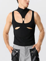 Mens Cutout Deconstruction Metal Linked Detail Vest SKUK20327