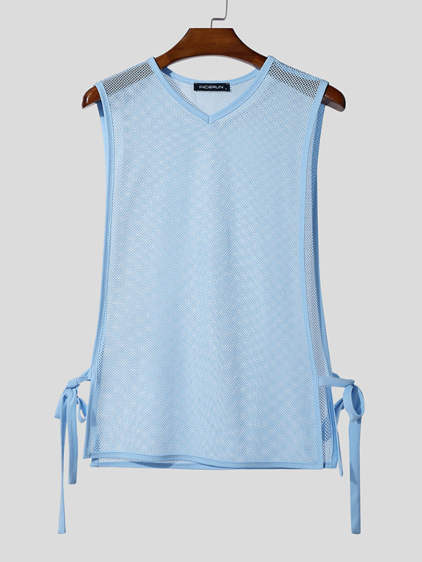 Mens Sheer Mesh Side Tie Tank SKUL15394