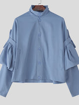 Men's Bow Patchwork Long Sleeve Shirt SKUL35119