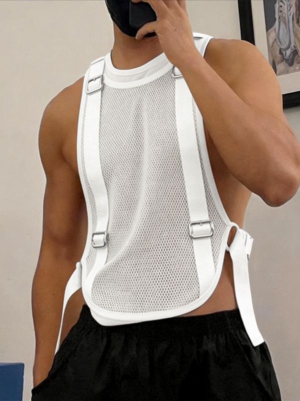 Men's Deconstructed Sheer Mesh Tank SKUL63144