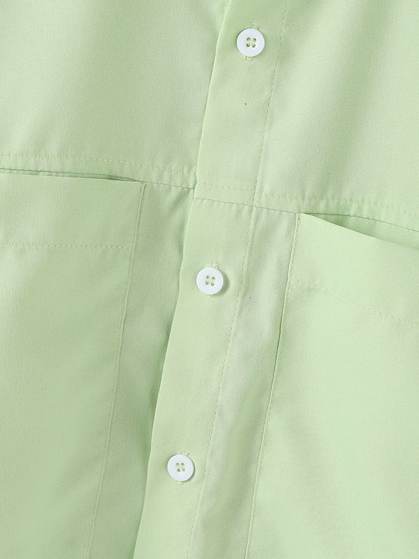 Men's Solid Color Large Pocket Long Sleeve Shirt SKUL41215