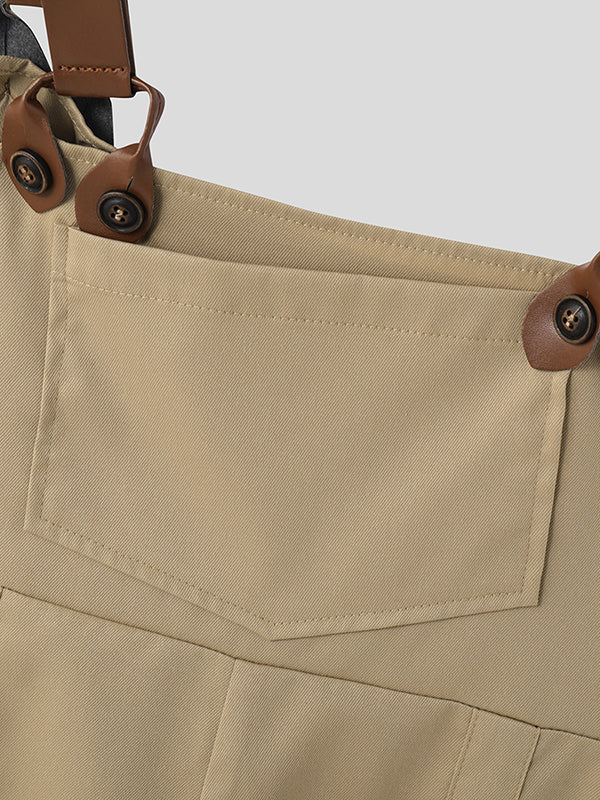 Mens Solid Color Pocket Belted Jumpsuit SKUL04992