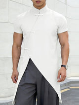 Men's Deconstructed Asymmetric Placket Sleeveless Shirt SKUL58603