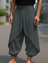 Men's Solid Color Layered Casual Pant SKUL17942