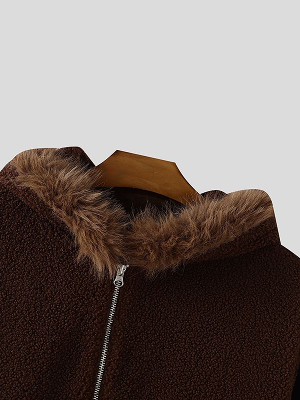 Men's Plush Hooded Long Sleeve Zip-Up Hoodie SKUL37705