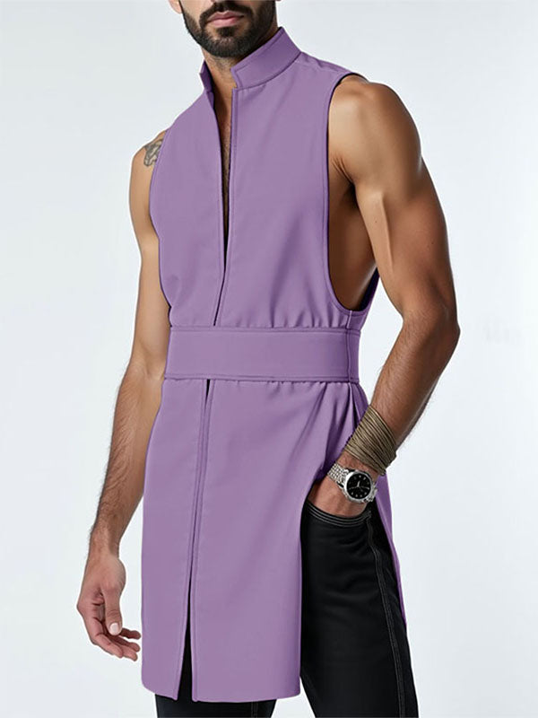 Mens Solid Color Long Hem Casual Tank SKUL07824