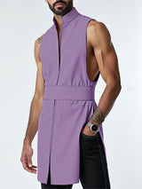 Mens Solid Color Long Hem Casual Tank SKUL07824