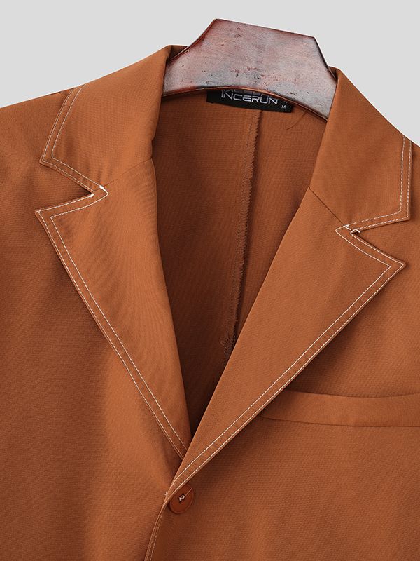 Men's Color Block Line Cropped Long Sleeve Blazer SKUL39890