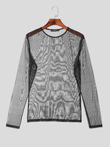 Mens Mesh See Through Long Sleeve T-Shirt SKUK45284