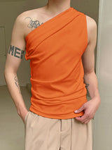 Mens Stylish Deconstructed Solid Color Sleeveless Tank SKUK67169