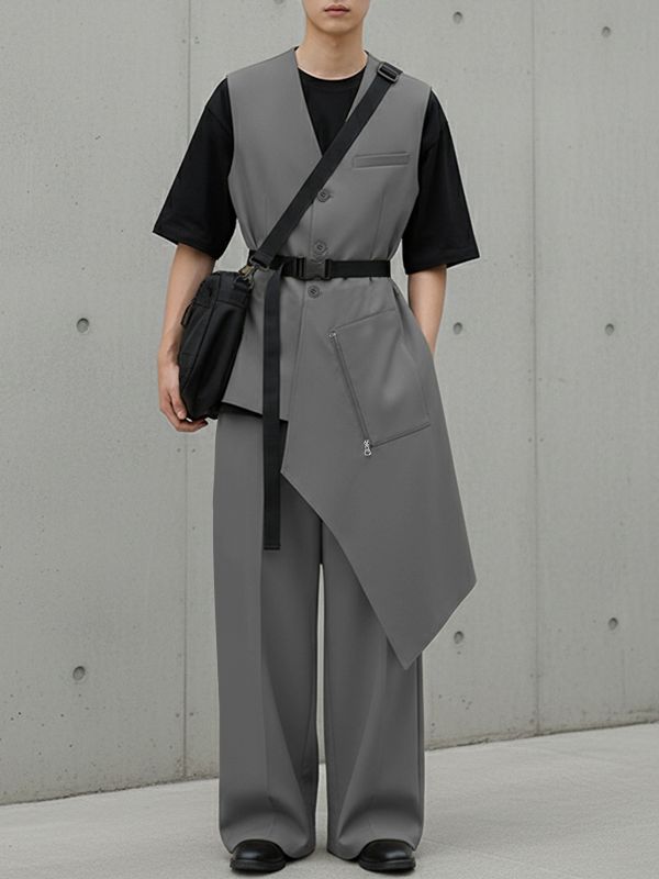 Men's Deconstructed Irregular Hem Two Pieces Outfit SKUL36595