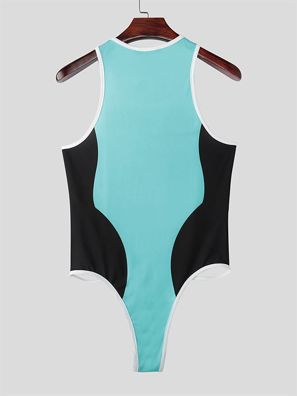 Men's Number Colorblock Print Side Cutout Bodysuit SKUL20997