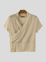 Men's Glitter V Neck Short Sleeve T-Shirt SKUL20268