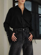 Men's Solid Color Deconstructed Long Sleeve Shirt SKUL45421