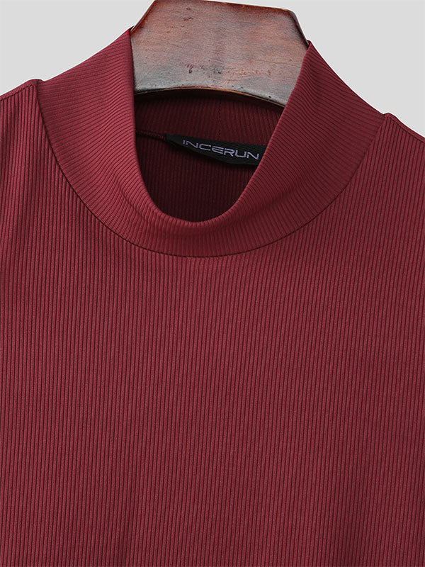 Men's Solid Knit Mock Neck Casual Tank SKUL22780