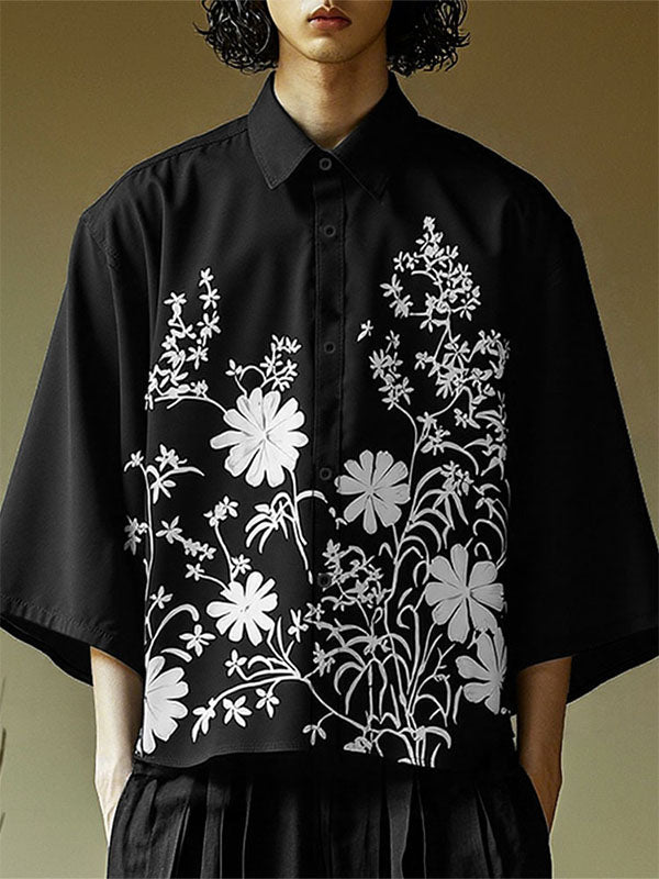 Men's Floral Print Long Sleeve Shirt SKUL17020