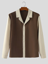 Men's Contrast Casual Long Sleeve Shirt SKUL30367