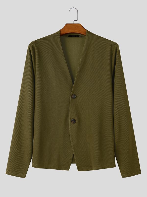 Men's Smart Casual Commute Collarless Knit Cardigan SKUL79229