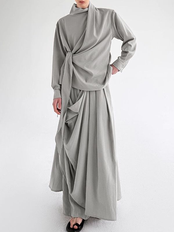 Men's Solid Deconstructed Casual Two Pieces Outfit SKUL28244