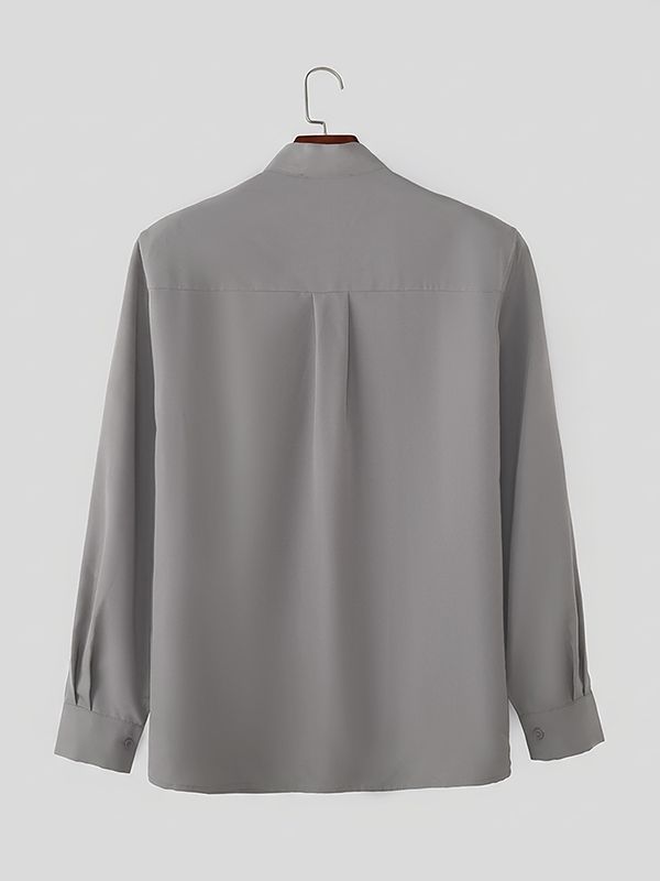 Men's Draped Scarf Loose Fit Long Sleeve Shirt SKUL50566