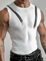 Mens Textured Zip-Up Sleeveless Tank SKUL01069