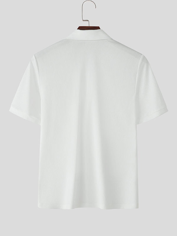 Mens Solid Color Textured Short Sleeve Shirt SKUL17049