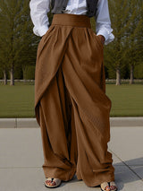 Mens Solid Color Asymmetric Ruched Pant SKUL06500