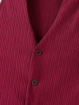 Men's Solid Color Textured Casual Two Pieces Outfit SKUL47673