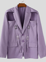 Men's Hollow Button Casual Long Sleeve Blazer SKUL36634