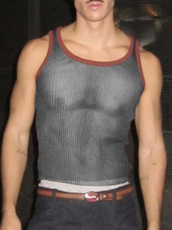 Mens Mesh Sheer Colorblock Tank SKUK97850