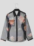 Mens Floral Print See Through Casual Shirt SKUK55944