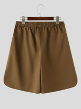 Men's Japanese Cityboy Minimalist High-Elastic Wide Waistband Side-Slit Five-Point Short SKUL69605