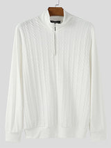 Men's Texture Half Placket Zip Long Sleeve Sweater SKUL34483
