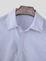 Men's Striped Turn Down Collar Long Sleeve Shirt SKUL47920