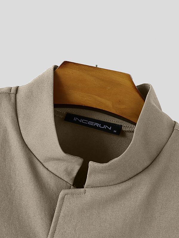 Men's Avant-Garde Party Cape Collar Cropped Wide Half Sleeve Stand Collar Jacket SKUL81101