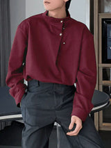 Mens Solid Color Loose Long Sleeve Shirt SKUL01070