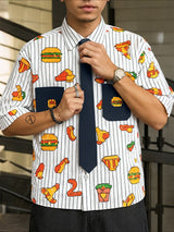 Men's Pixel Style Print Short Sleeve Shirt SKUL35143