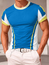 Men's Retro Athletic Color-Block V-Taper Muscle Fit T-shirt SKUL76700